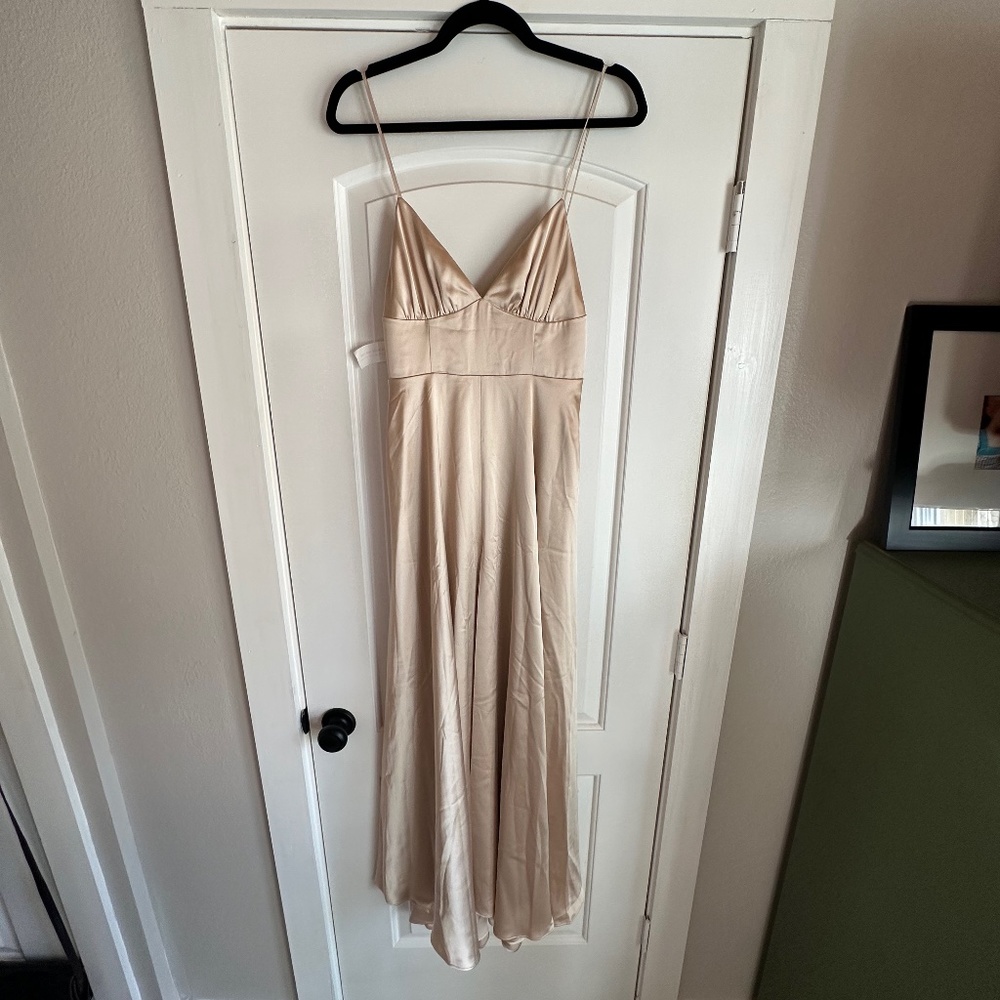 Fame and partners champagne/gold floor length dress
